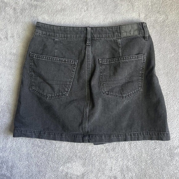 American Eagle Skirt Womens 4 Black Denim Biker Punkcore Festival Beach Preppy - Picture 10 of 13